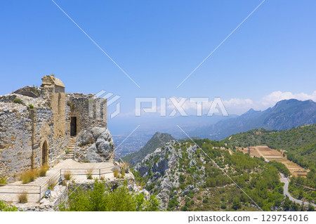 Spectacular view from St. Hilarion Castle in the Turkish Republic of Northern Cyprus Spectacular view from St. Hilarion Castle in the Turkish Republic of Northern Cyprus 129754016