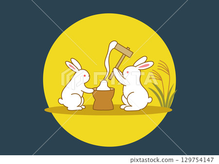 A rabbit making mochi on the moon 129754147