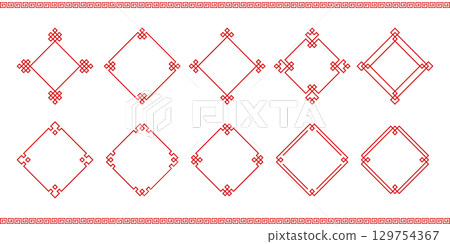 鑽石形紅色中國畫框套裝 鑽石形紅色中國畫框套裝 129754367