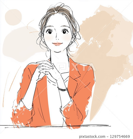 Hand-drawn illustration of a woman 129754669