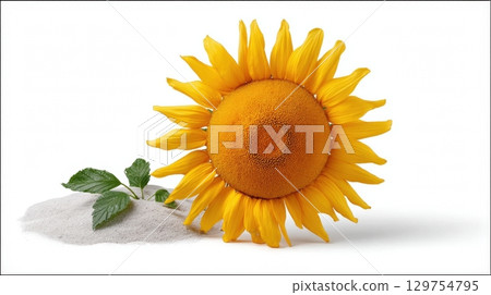 Vibrant Orange and White Flowers against a Bright Blue Sky Capturing Nature Beauty 129754795