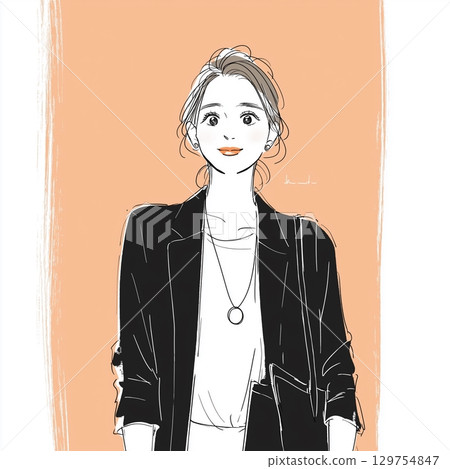 Hand-drawn illustration of a woman 129754847