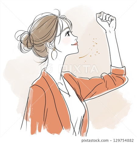 一位女性的手繪插圖 一位女性的手繪插圖 129754882