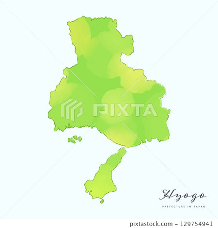 兵庫縣水彩地圖。日本47個縣地圖系列的一部分。 129754941