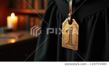 Antique Brass Coat Tag on Leather Strap, Dark Academic Mood Antique Brass Coat Tag on Leather Strap, Dark Academic Mood 129755000