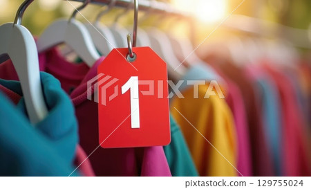 Colorful Plastic Coat Tag on Hanger, Fun Back-to-School Theme 129755024