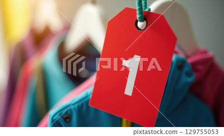 Colorful Plastic Coat Tag on Hanger, Fun Back-to-School Theme 129755053