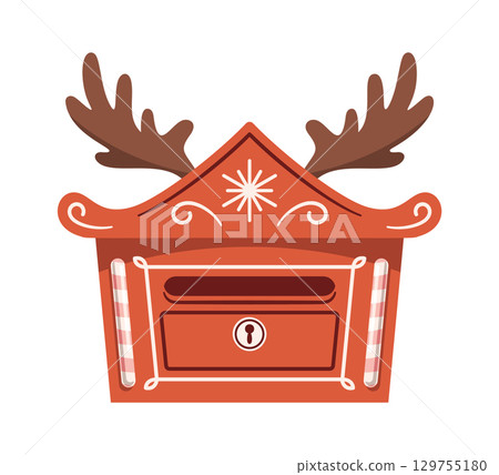 Christmas postbox with deer antlers Christmas postbox with deer antlers 129755180