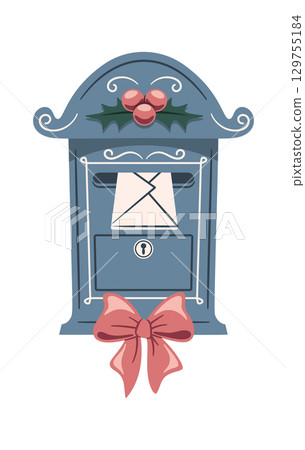 Bow decorated Christmas postal box Bow decorated Christmas postal box 129755184