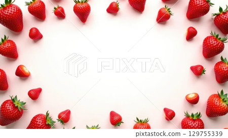 Fresh Strawberry Pattern on Colorful Backgrounds Fresh Strawberry Pattern on Colorful Backgrounds 129755339