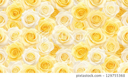 [AI image] Yellow and white roses covering the entire field 129755368