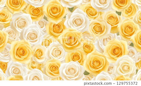 [AI 影像] 黃色和白色的玫瑰覆蓋了整個田野 129755372