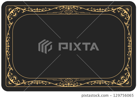 Tarot style magic frame with mystic ornament, reverse side of tarot cards, banner with esoteric style ornament, vector 129756065