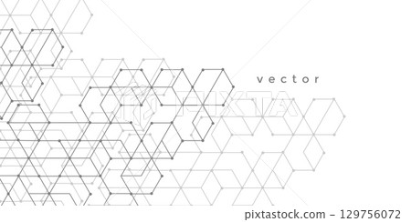 Abstract white background from geometric lines. Geometry drawing. Vector illustration. 129756072