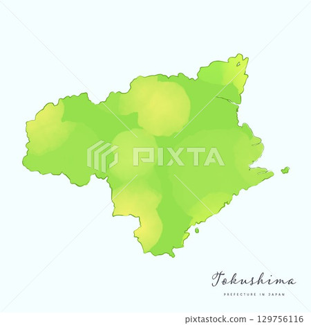 A watercolor map of Tokushima Prefecture. Part of the Japan 47 Prefectures Map Series. A watercolor map of Tokushima Prefecture. Part of the Japan 47 Prefectures Map Series. 129756116