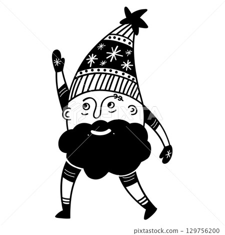Funny Christmas gnome. Christmas, New year concept. Hand drawn illustration 129756200