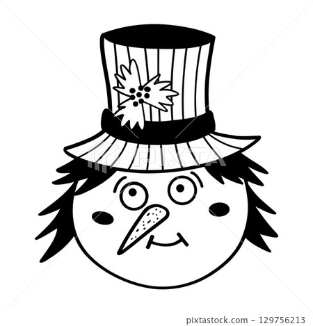 Funny Christmas snowman. The concept of Christmas, New Year. hand-drawn illustration 129756213