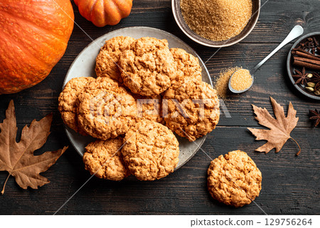 Homemade Pumpkin Spice Cookies 129756264