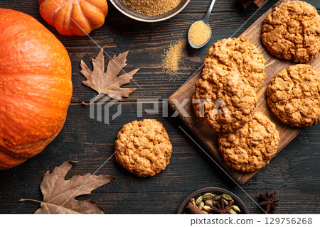 Homemade Pumpkin Spice Cookies 129756268