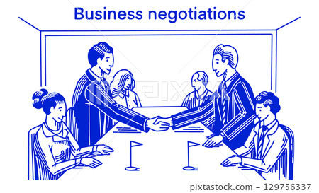 Business negotiations or meeting concept, agreement or deal between two leaders. Finance or 129756337