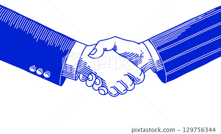 Handshake between two businessmen after negotiations or agreement. Deal concept, for finance company 129756344