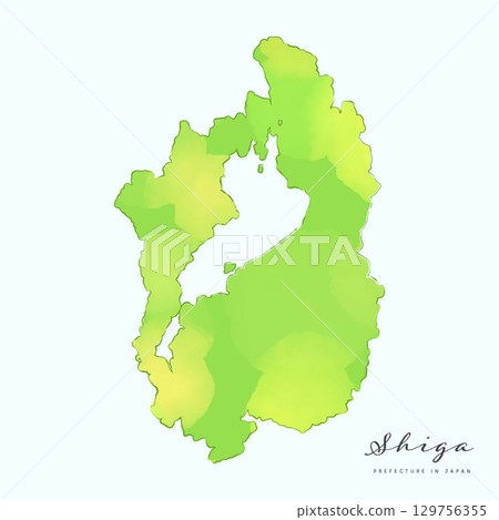 滋賀縣水彩地圖。日本47個縣地圖系列的一部分。 129756355