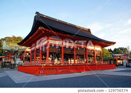 Kyoto Prefecture, Fushimi Inari Taisha Shrine, Outer Worship Hall (Important Cultural Property), Fukakusa Yabunouchicho, Fushimi Ward, Kyoto City, February 2022 129756574