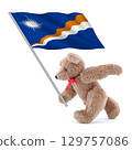 Marshall Islands flag being carried by a cute teddy bear 129757086