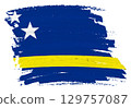 Curacao flag background paint splash brushstroke 129757087