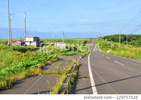 Scenery from Nokkamap Bridge to Kotankeshi Bridge on Route 35 in Nemuro City, Hokkaido 129757328