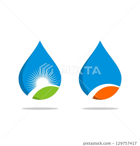 Droplet and Sun Logo Template Illustration Design. Vector EPS 10. 129757417