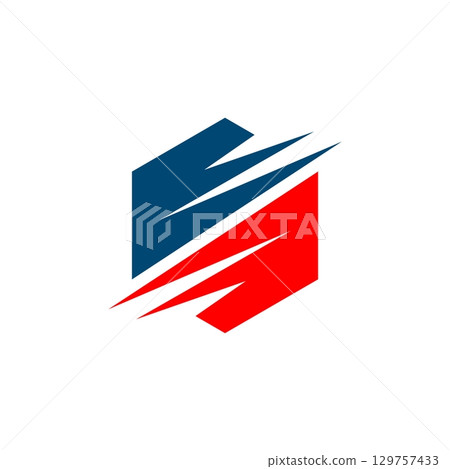 Abstract Thunderbolt in Hexagon Shape Illustration Design. Vector EPS 10. 129757433