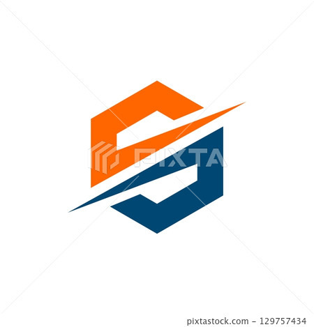 S Letter Hexagon Shape Logo Illustration Design. Vector EPS 10. 129757434