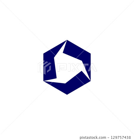 Blue Propeller Hexagon Shape Logo Illustration Design. Vector EPS 10. 129757438