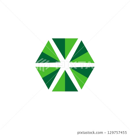 Green Hexagon Star Illustration Design. Vector EPS 10. Green Hexagon Star Illustration Design. Vector EPS 10. 129757455