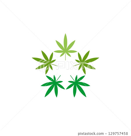 Green Flower Cannabis Leaf Illustration Design. Vector EPS 10. 129757458