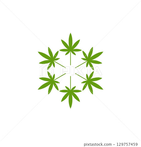 Green Flower Cannabis Leaf Illustration Design. Vector EPS 10. 129757459