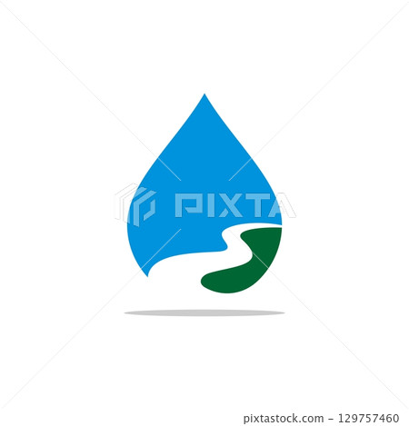 Creek River in the Droplet Illustration Design. Vector EPS 10. 129757460