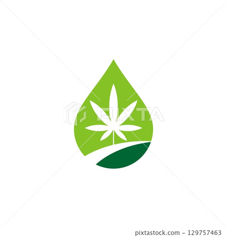 Drop Water Cannabis Leaf Illustration Design. Vector EPS 10. 129757463