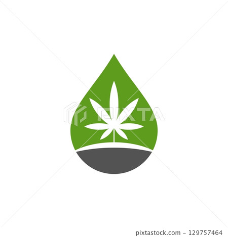 Drop Water Cannabis Leaf Illustration Design. Vector EPS 10. 129757464
