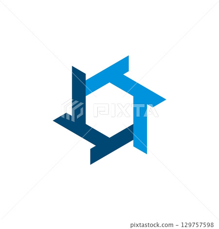 Blue Hexagon Ornamental Logo Template Illustration Design. Vector EPS 10. Blue Hexagon Ornamental Logo Template Illustration Design. Vector EPS 10. 129757598