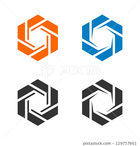 Colorful Hexagonal Lens Diaphragm Logo Template Illustration Design. Vector EPS 10. Colorful Hexagonal Lens Diaphragm Logo Template Illustration Design. Vector EPS 10. 129757601
