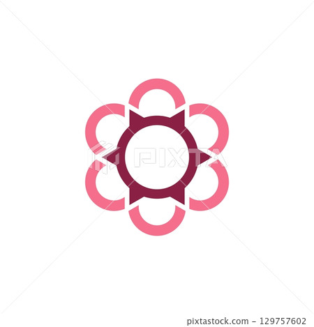 Pink Flower Ornament Logo Template Illustration Design. Vector EPS 10. Pink Flower Ornament Logo Template Illustration Design. Vector EPS 10. 129757602