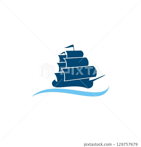 Sailing Ship Logo Template Illustration Design. Vector EPS 10. 129757679