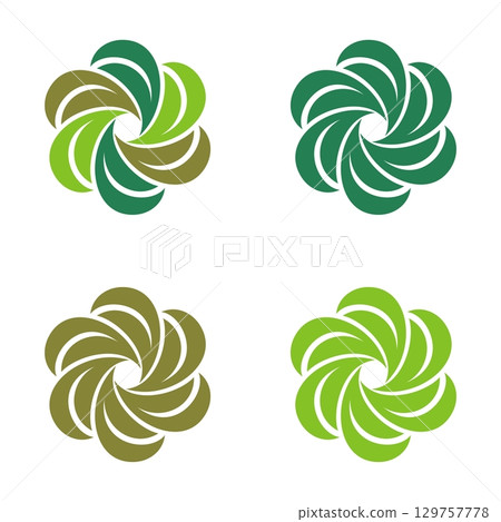 Set Leaves Flower Logo Template Illustration Design. Vector EPS 10. 129757778