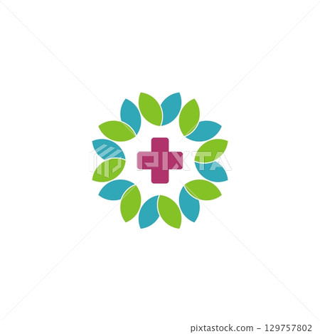 Cross Health Care and Flower Logo Template Illustration Design. Vector EPS 10. 129757802