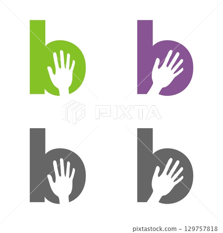 B Letter and Hands Logo Template Illustration Design. Vector EPS 10. 129757818