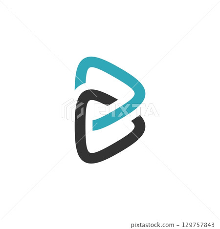 B Letter Intersect Play Button Logo Template Illustration Design. Vector EPS 10. 129757843