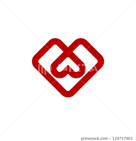 Red Heart Line Flower Logo Template Illustration Design. Vector EPS 10. 129757901