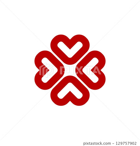 Red Heart Line Flower Logo Template Illustration Design. Vector EPS 10. 129757902
